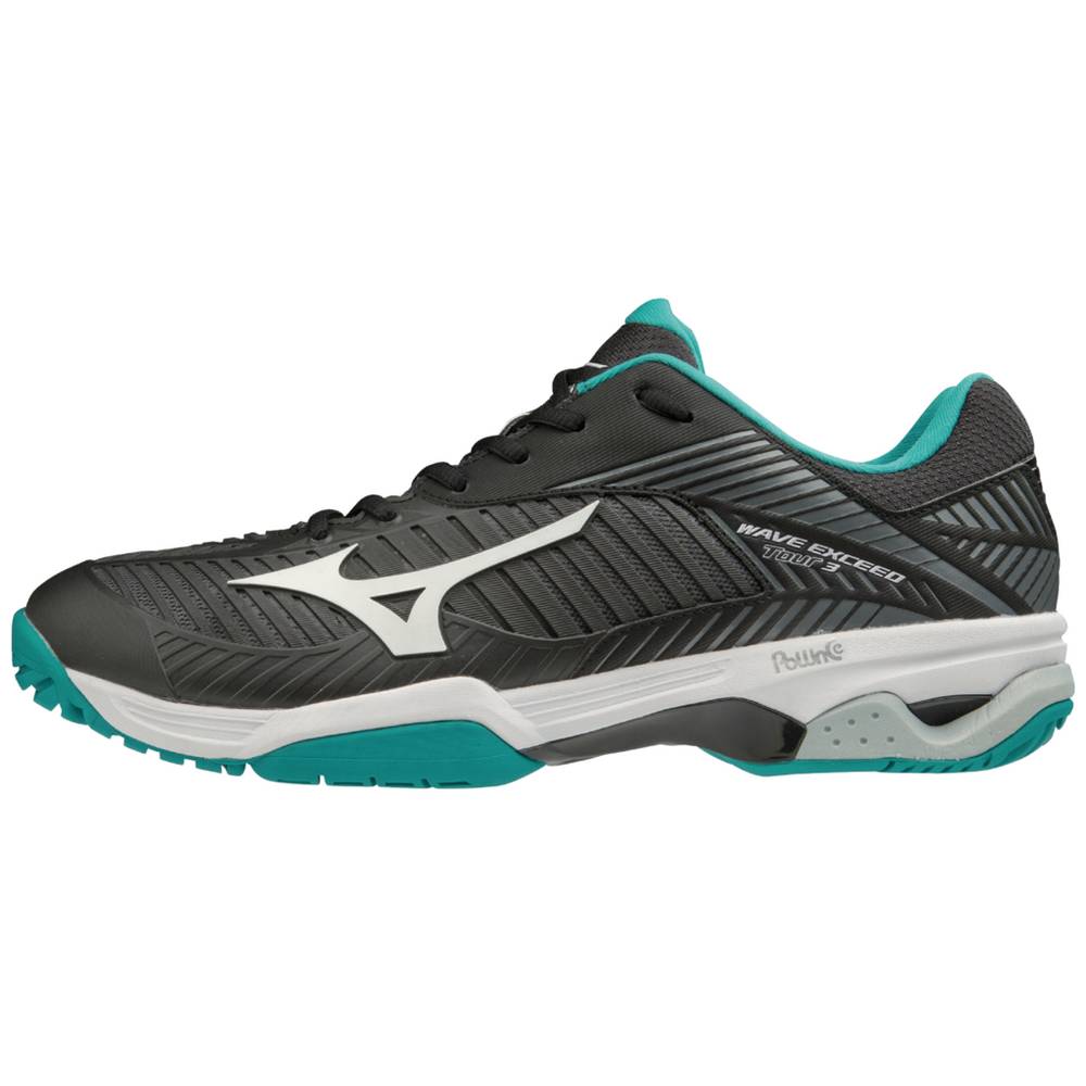 Scarpe Tennis Mizuno Wave Exceed Tour 3 AC Uomo - Nere/Bianche - 03452-XZUT